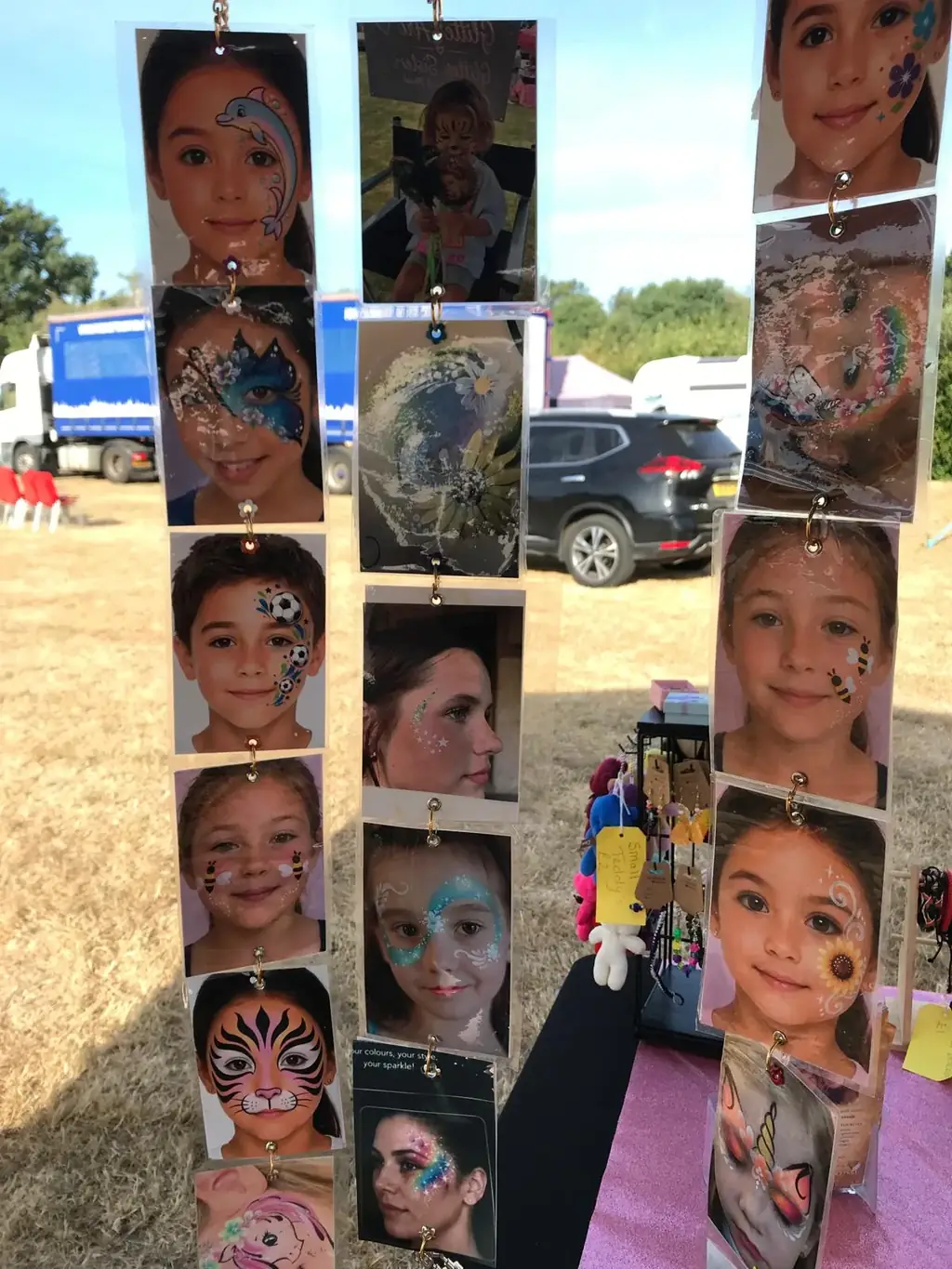 A selection of face painting designs at our festival stand
